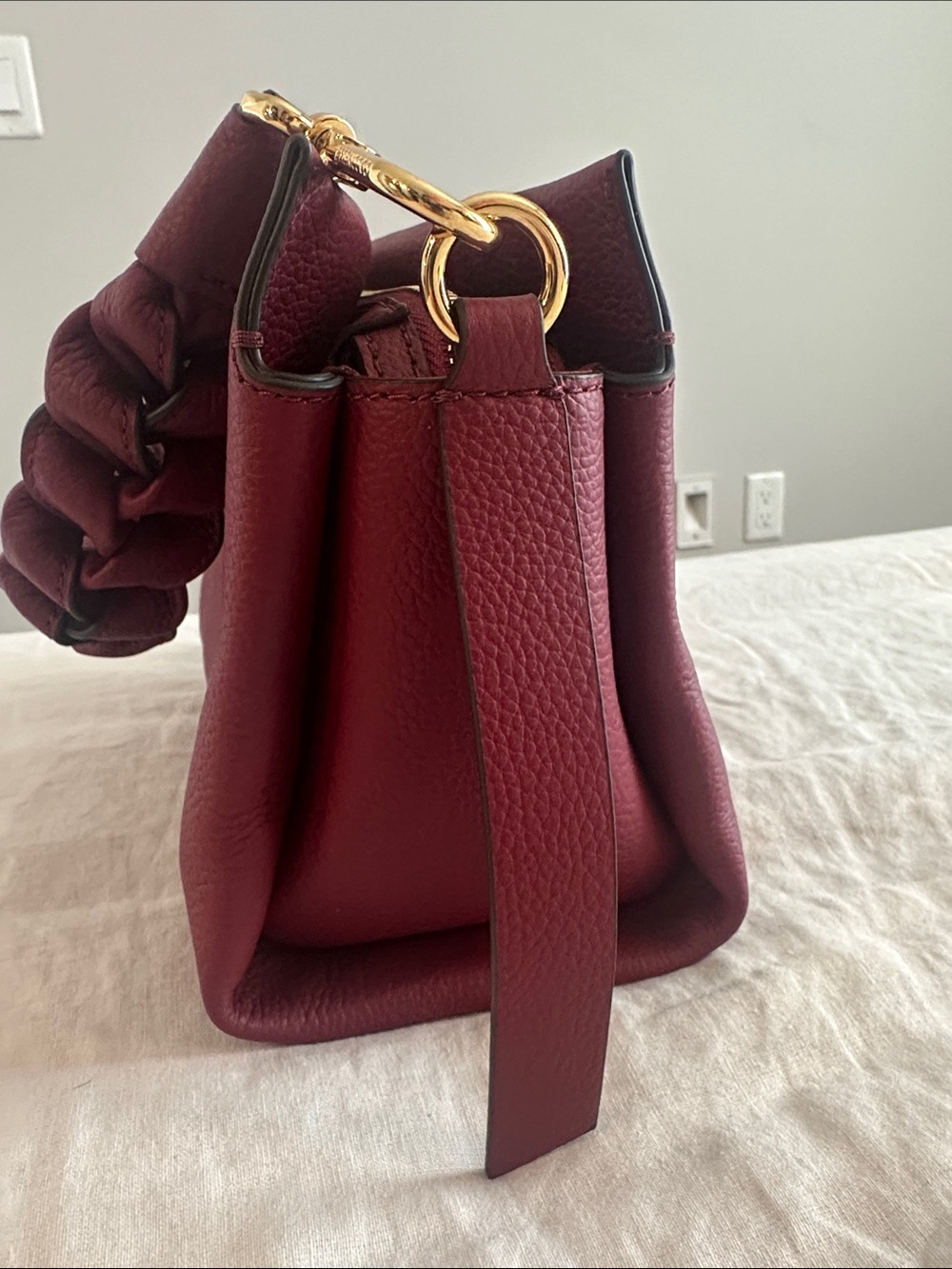 Coccinelle Burgundy Boheme Bag with Braided Handle - Picture 6 of 16